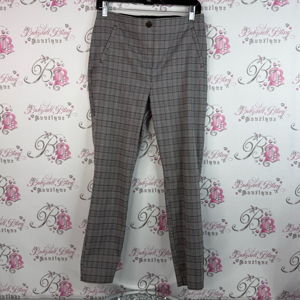 Reitmans pants trousers, stripes, Black grey Plaid Pants